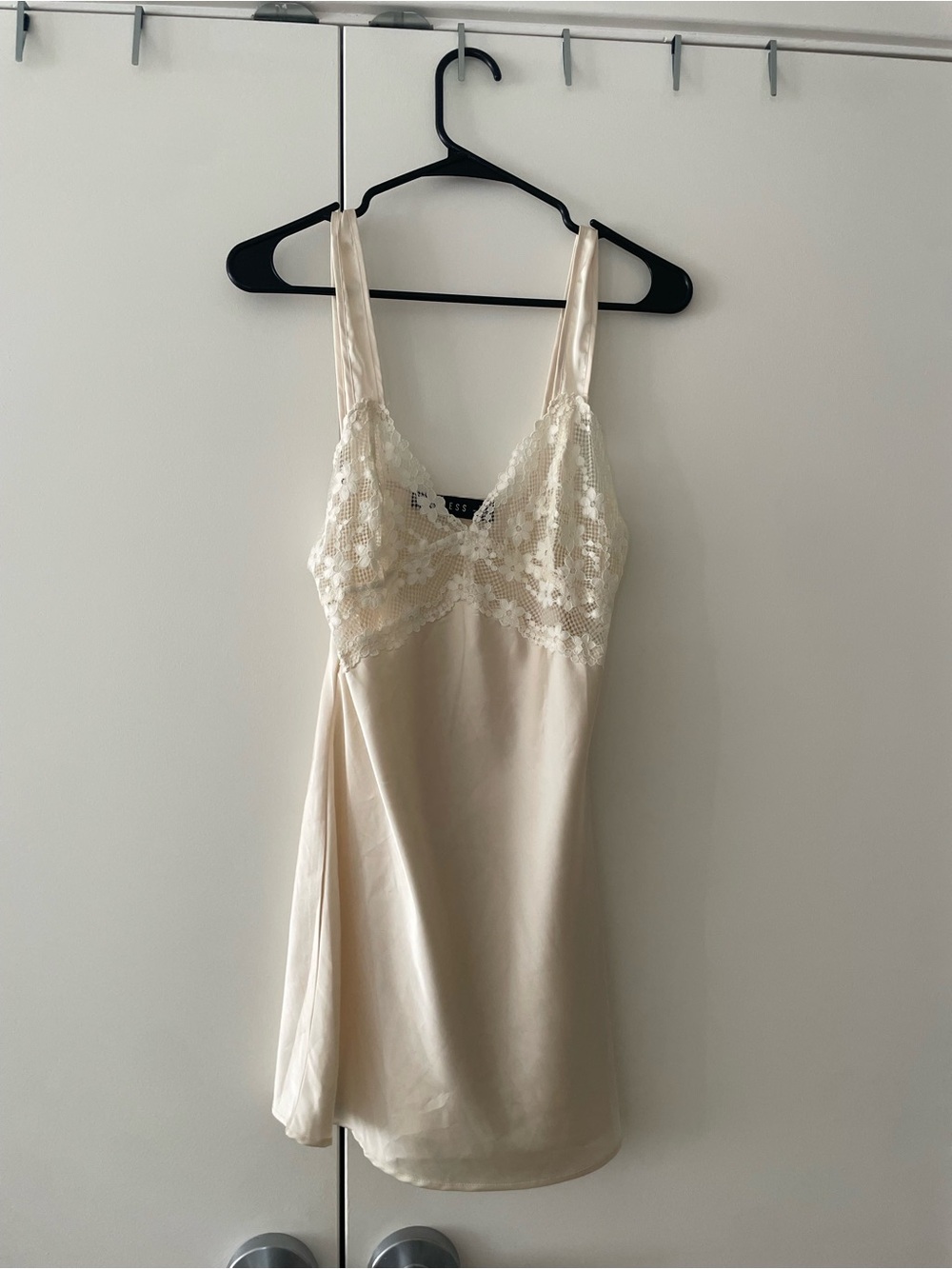 Lioness Cream Lace-Trim Slip Dress